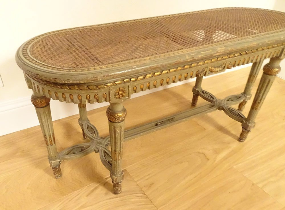 Louis XVI Piano Bench In Carved Lacquered Wood, Napoleon III, 19th Century-photo-3