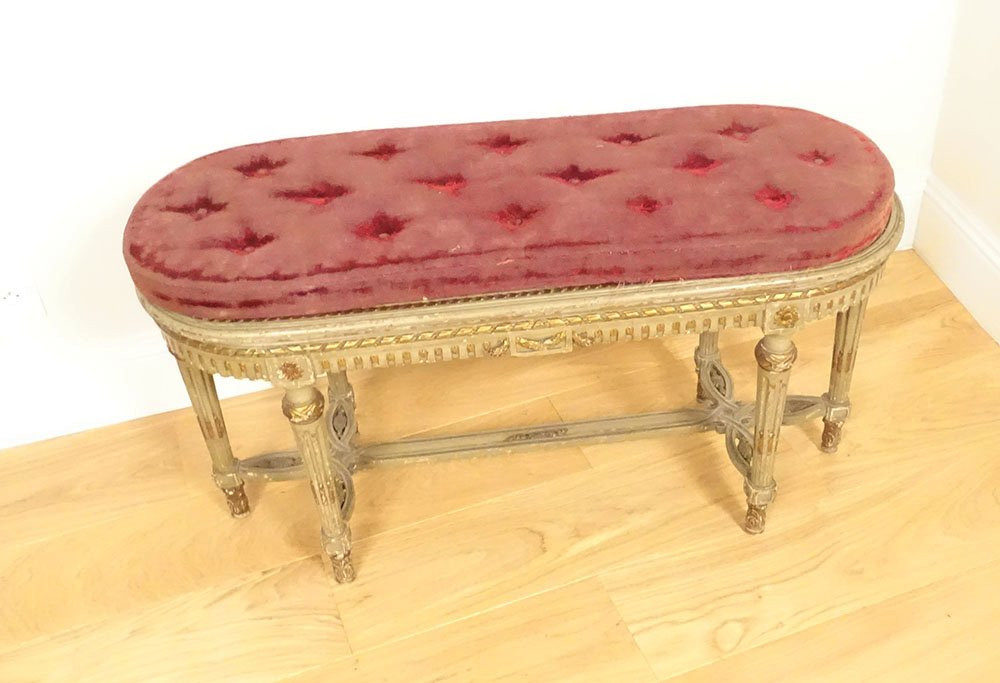Louis XVI Piano Bench In Carved Lacquered Wood, Napoleon III, 19th Century-photo-7