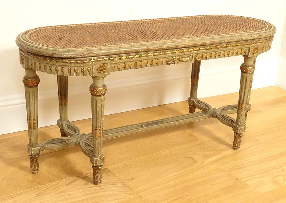 Louis XVI Piano Bench In Carved Lacquered Wood, Napoleon III, 19th Century