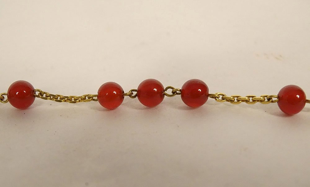 18 Carat Solid Gold Rosary Beads Carnelian Cross Christ Rosary 20th Century-photo-4