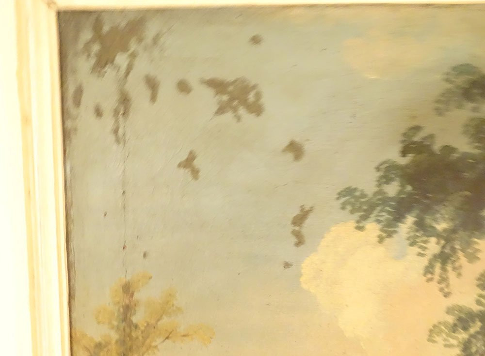Louis XVI Trumeau Mirror, Lacquered Wood, Hst Shepherd Landscape, Bridge, 18th Century-photo-2