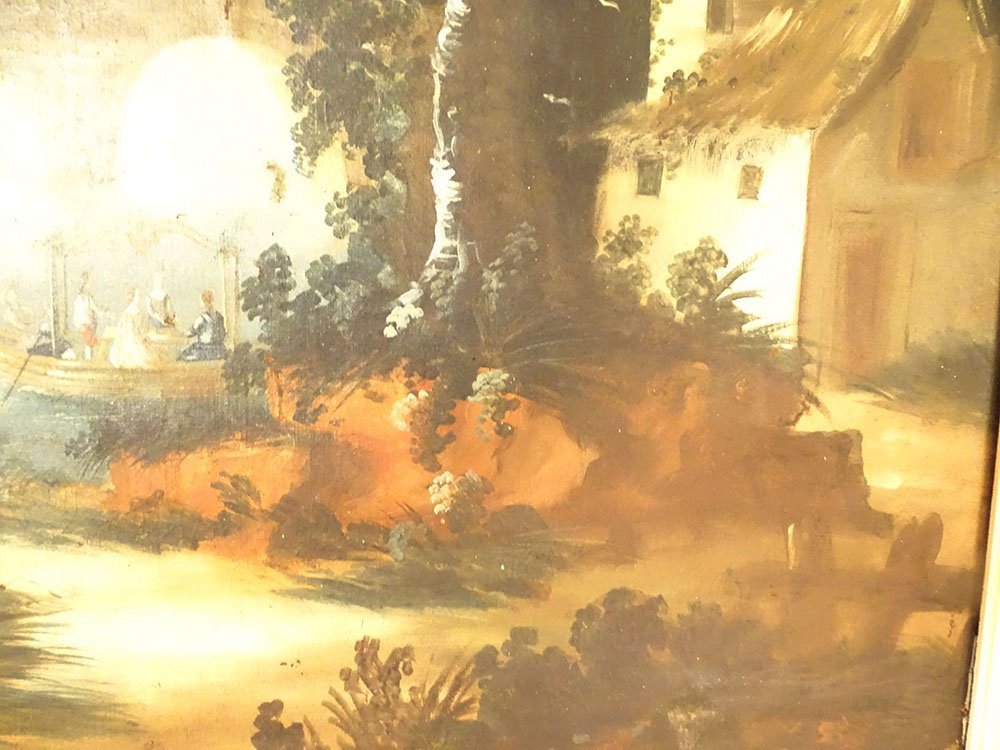 Louis XVI Trumeau Mirror, Lacquered Wood, Hst Shepherd Landscape, Bridge, 18th Century-photo-3