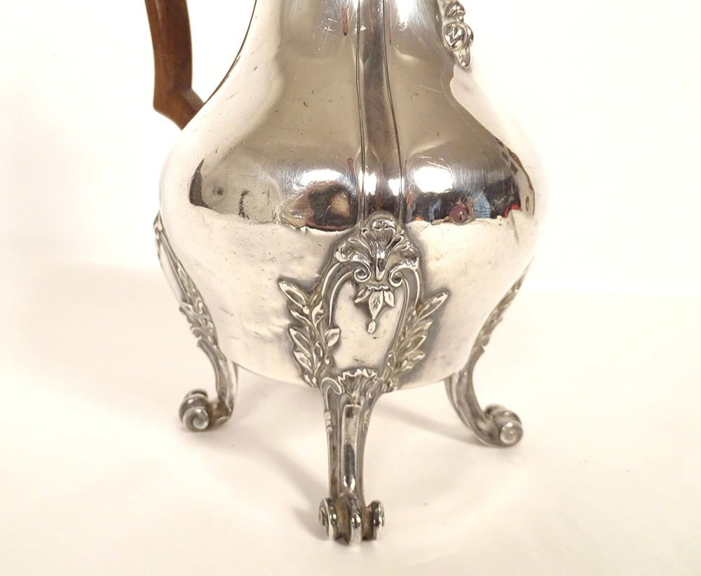 Louis XV Coffee Pot, Solid Silver, Minerva, Goldsmith Léon Lapar, 19th Century-photo-4