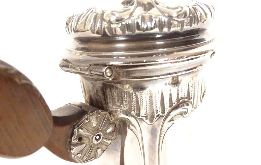 Louis XV Coffee Pot, Solid Silver, Minerva, Goldsmith Léon Lapar, 19th Century-photo-6
