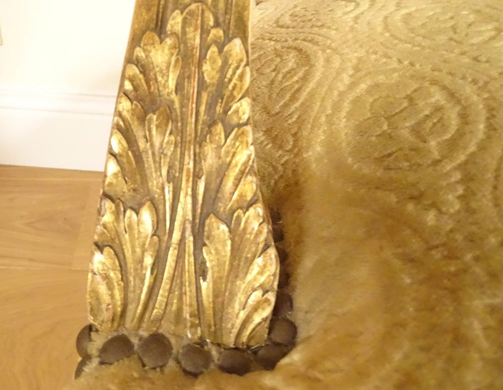 Pair Of Louis XVI Cabriolet Armchairs With Acanthus And Gilt Wood Medallions, Late 18th Century-photo-1