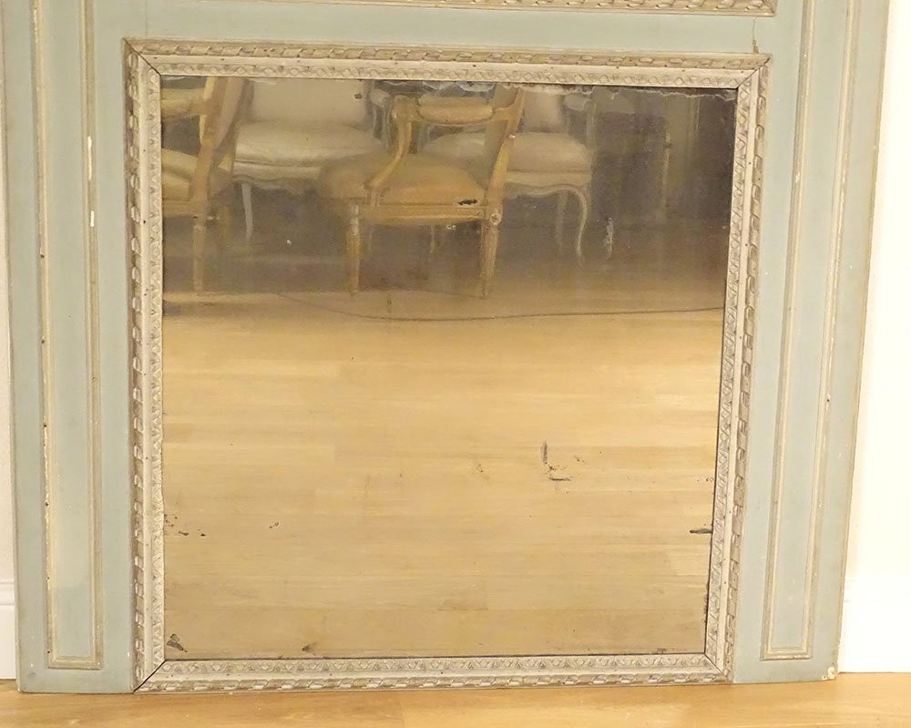 Trumeau Louis XVI miroir glace bois laqué HST scène galante pêche XVIIIè-photo-3