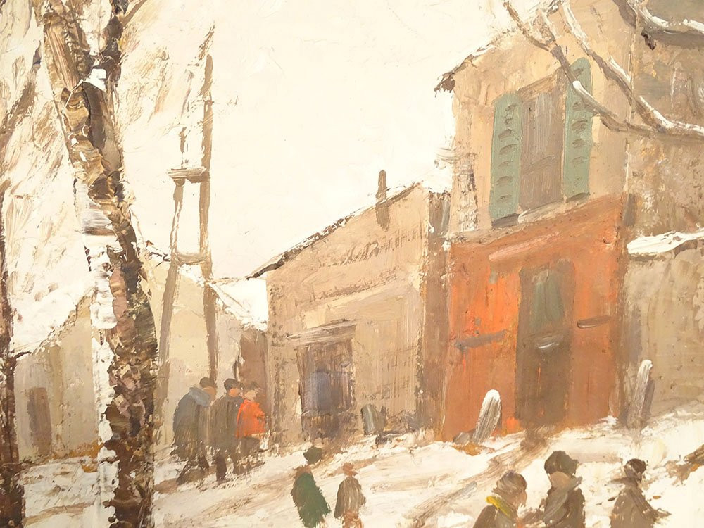 Hsp Painting Edouard Febvre Gypsy Camp Caravan Under The Snow 20th Century-photo-4