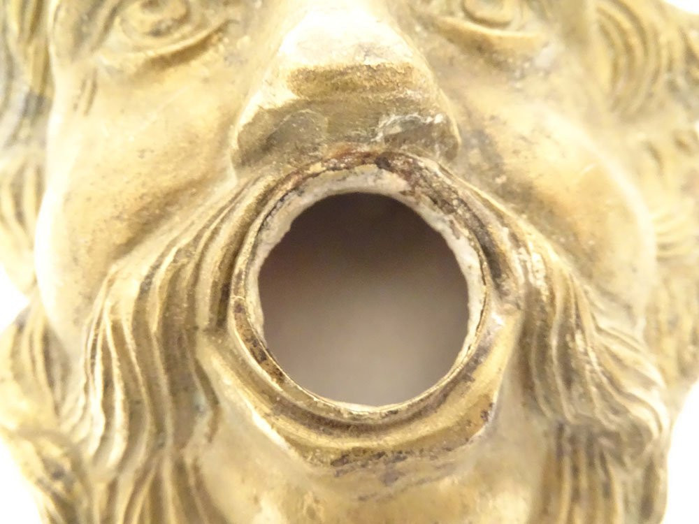 Paire masques fontaine mascarons tête Dieu Fleuve Potamoi bronze XVIIème-photo-4