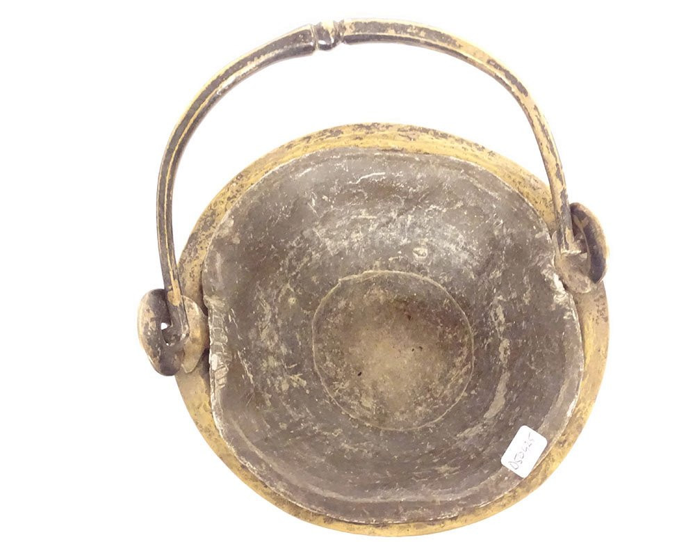 Aspersoir seau à bénir bronze laiton argenté église fin XVIIème siècle-photo-1