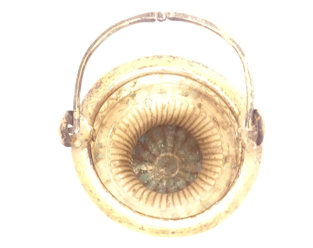 Aspersoir seau à bénir bronze laiton argenté église fin XVIIème siècle-photo-2