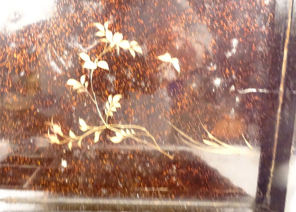 Coffret à bijoux ouvrage bois laqué dorure oiseaux grues fleurs Japon XIXè-photo-3