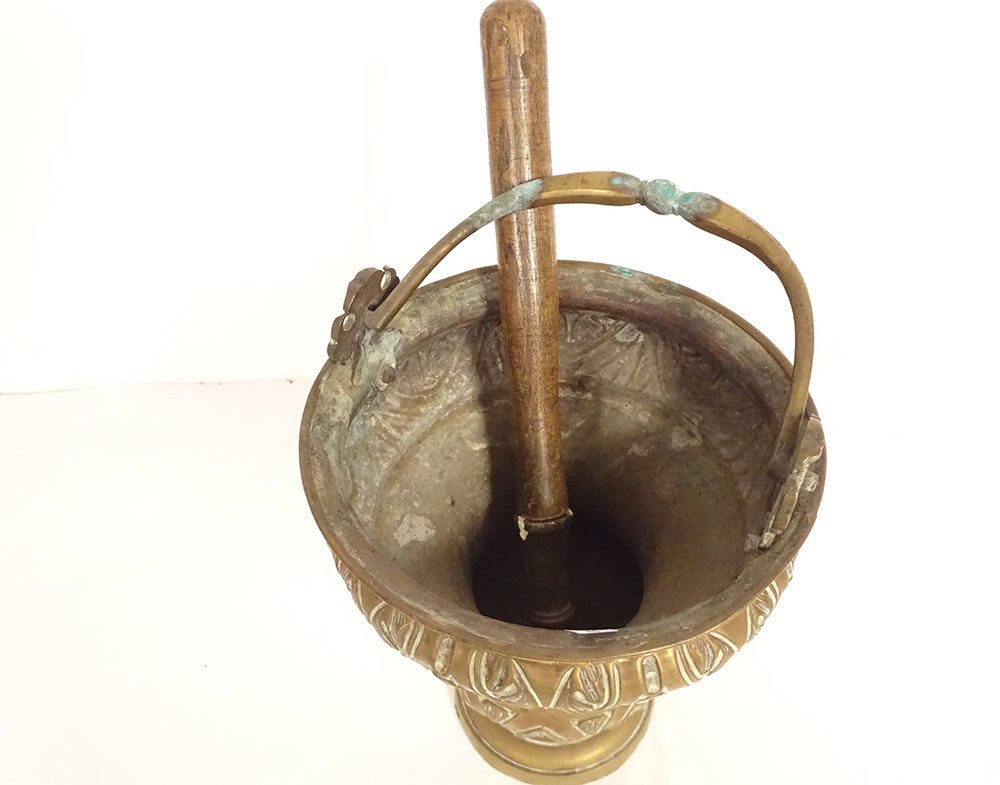 Asperoir Bucket To Bless Bronze Brass Church Sprinkler 18th Century-photo-2
