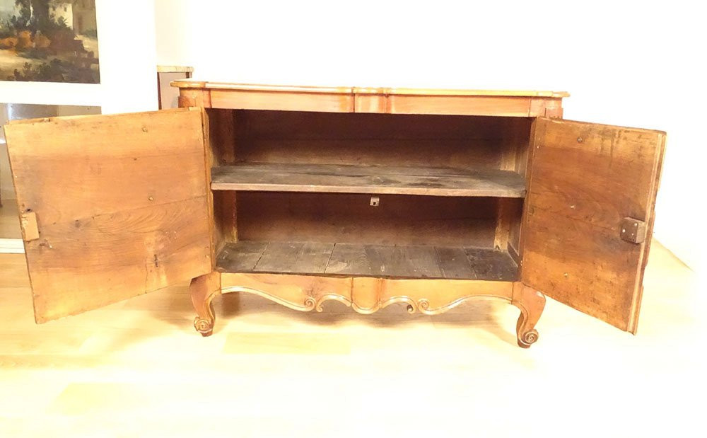 Louis XV Chest Of Drawers With Crossbow Doors, Carved Walnut, Gilt Bronze, 18th Century-photo-4