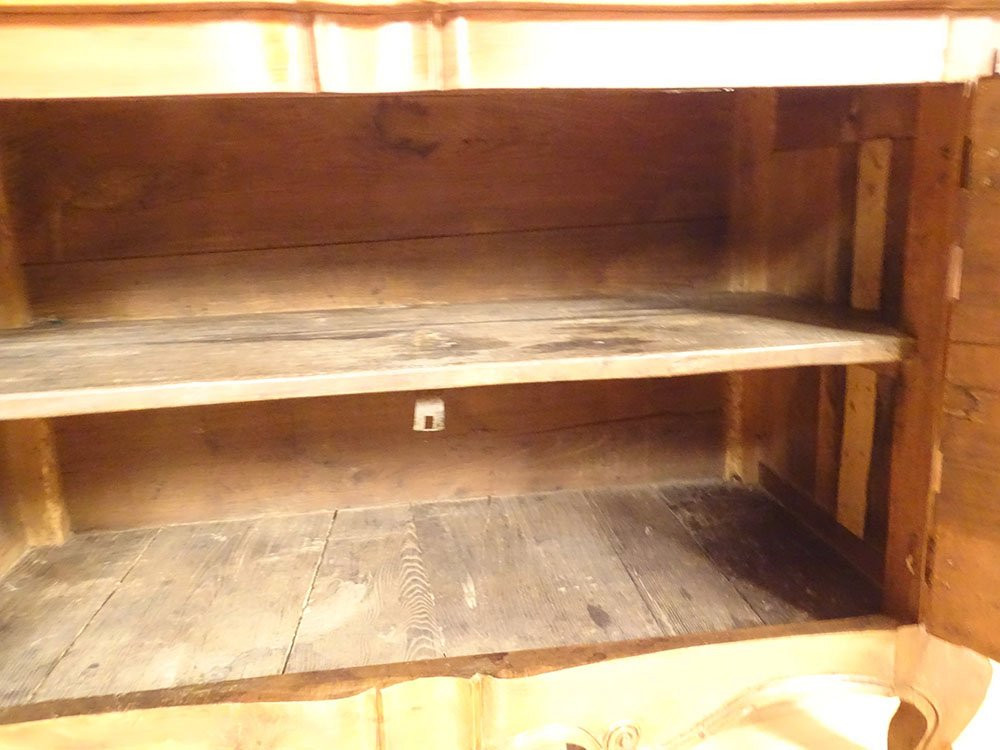 Louis XV Chest Of Drawers With Crossbow Doors, Carved Walnut, Gilt Bronze, 18th Century-photo-1