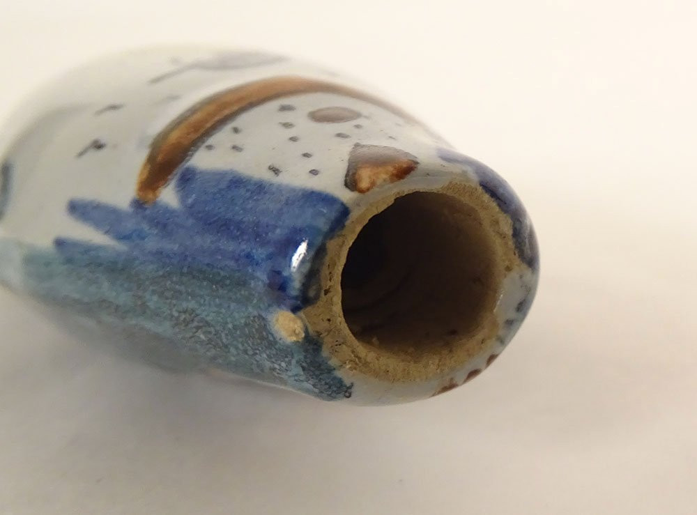 Hb Quimper Earthenware Snuffbox With A Breton Fish Figure, 19th Century-photo-4