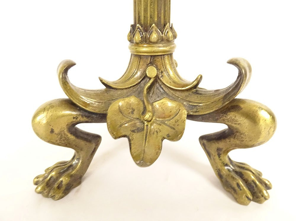 Pair Of Gilt Bronze Candlesticks With Salamander Lizards, Barbedienne Style, Napoleon III Period, 19th Century-photo-4