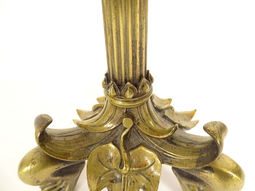 Pair Of Gilt Bronze Candlesticks With Salamander Lizards, Barbedienne Style, Napoleon III Period, 19th Century-photo-1