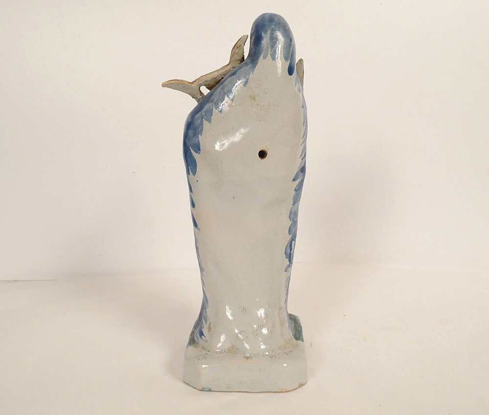 Faience Statuette Of Saint Cecilia With Lyre, Palm, And Martyr, Rennes Binet, Late 19th Century-photo-3