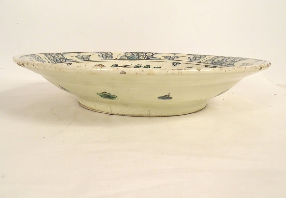 Grand plat Iznik céramique fleurs œillets tulipes Art Ottoman Turquie XVIIè-photo-5