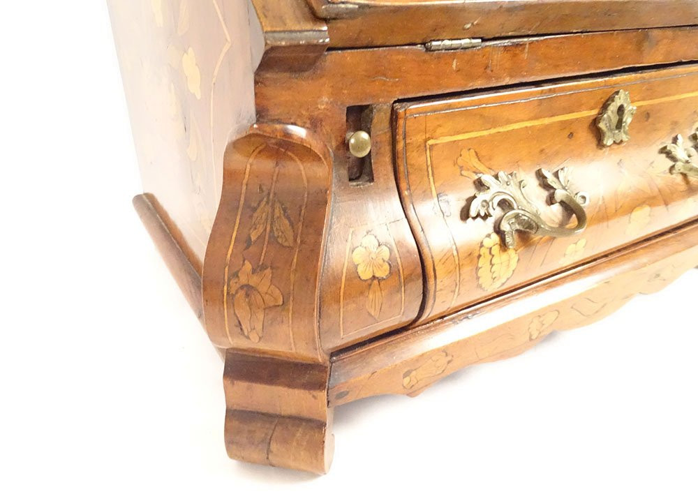 Dutch Masterwork Desk/writing Desk With Floral Marquetry, Early 19th Century-photo-4