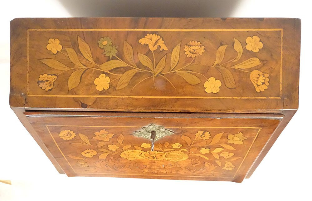 Dutch Masterwork Desk/writing Desk With Floral Marquetry, Early 19th Century-photo-1