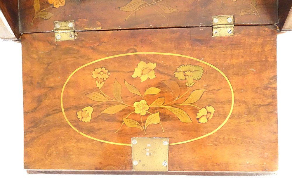 Dutch Masterwork Desk/writing Desk With Floral Marquetry, Early 19th Century-photo-3