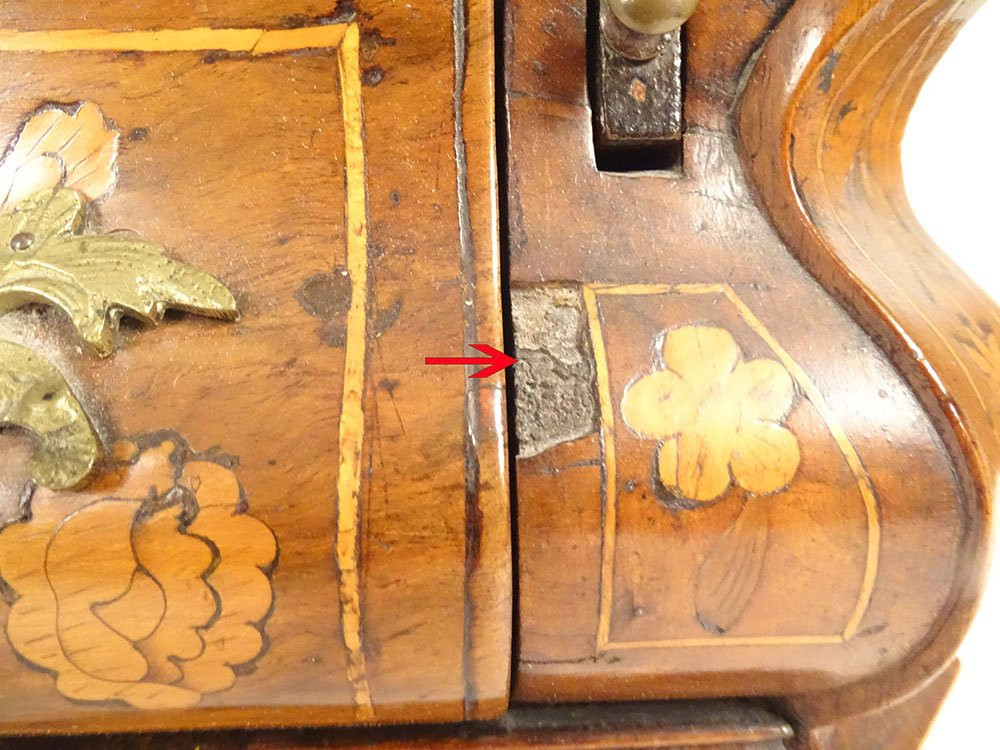 Dutch Masterwork Desk/writing Desk With Floral Marquetry, Early 19th Century-photo-5