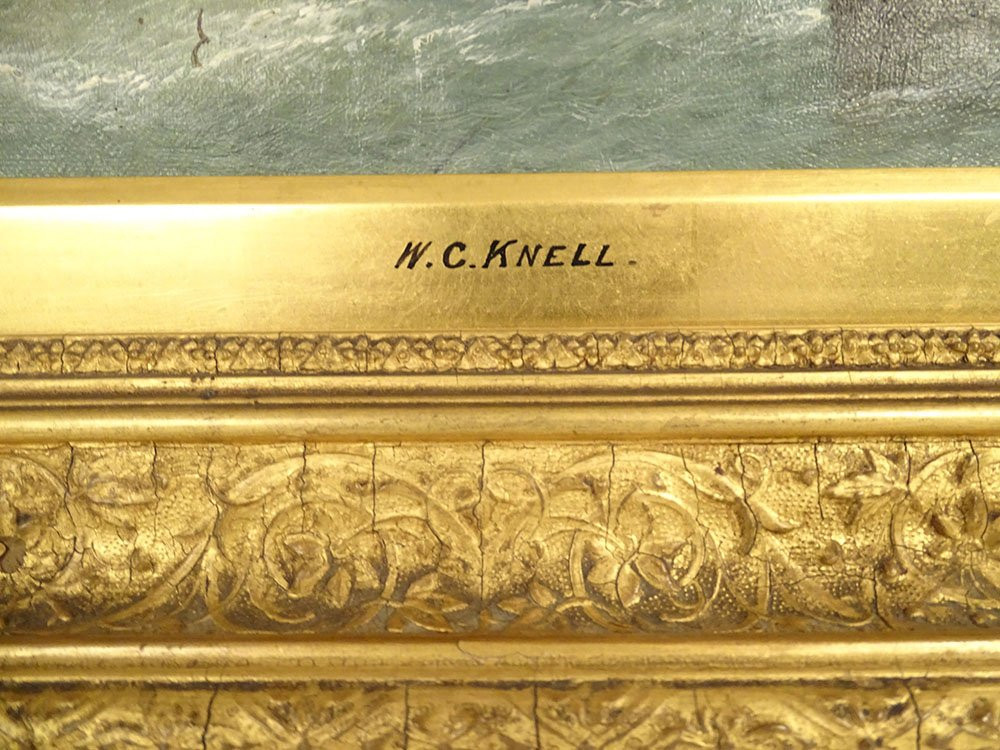 Paire HST tableaux marine William Calcott Knell bateaux pêche paysage XIXè-photo-7