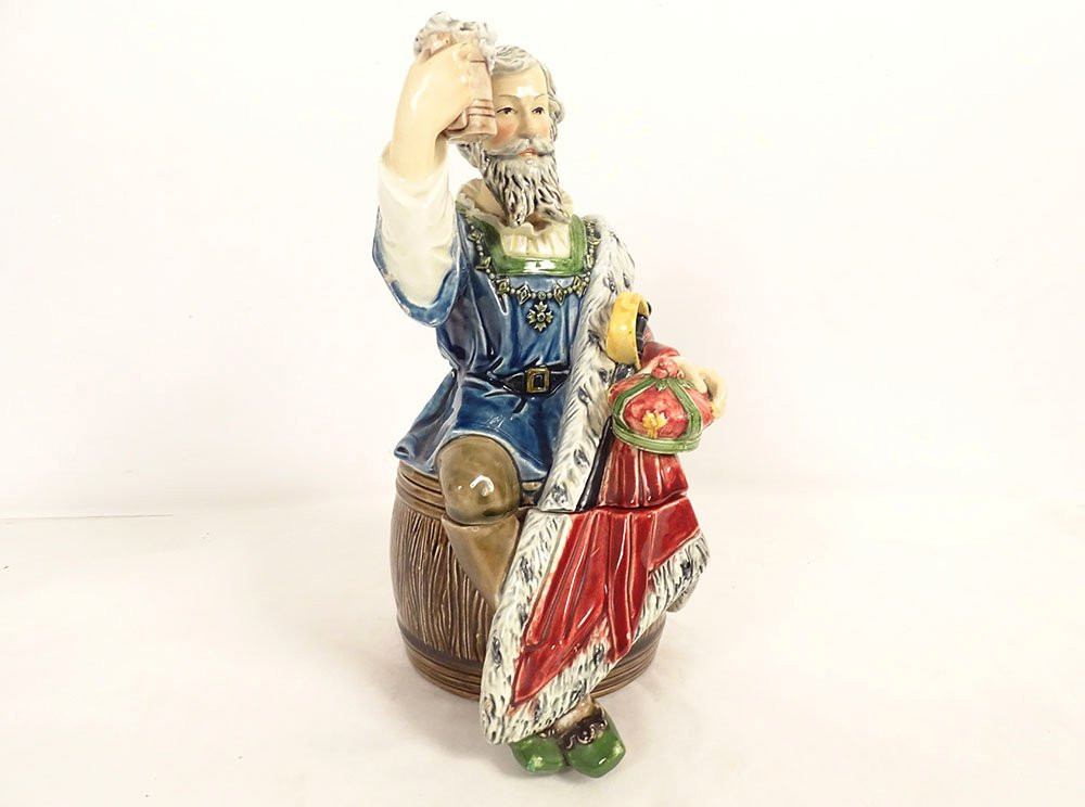 Barbotine Tobacco Jar By Bernhard Bloch, King Gambrinus Beer Mug, Late 19th Century-photo-3