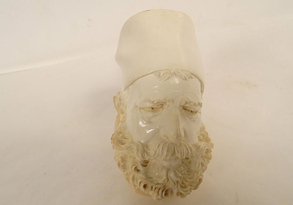 Meerschaum Pipe With Orientalist Head, Zouave, Sultan, Amber, Guyot Collection, 20th Century-photo-7