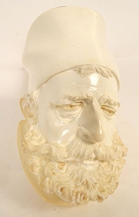 Meerschaum Pipe With Orientalist Head, Zouave, Sultan, Amber, Guyot Collection, 20th Century