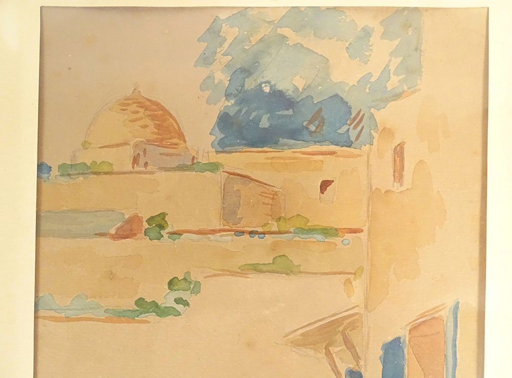 Two Orientalist Watercolors By Raoul Salvador Palumbo, Medina Of Tunis, Tunisia, 20th Century-photo-3