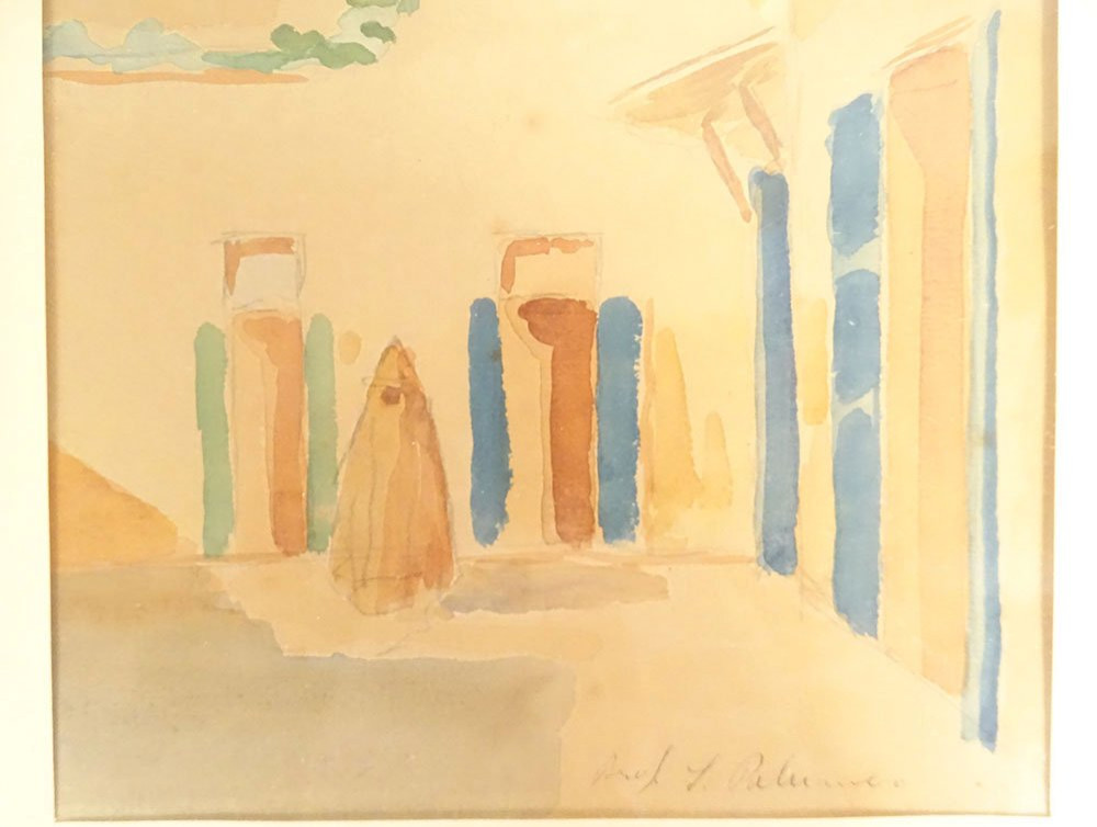 Two Orientalist Watercolors By Raoul Salvador Palumbo, Medina Of Tunis, Tunisia, 20th Century-photo-4