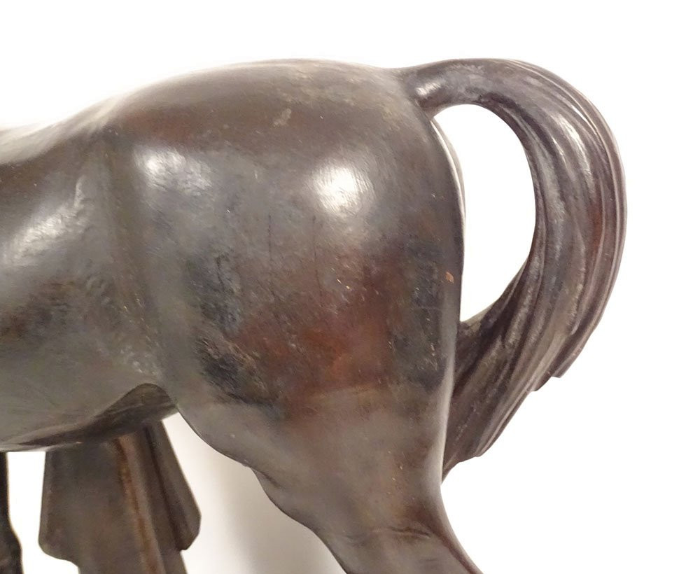 19th Century Terracotta Sculpture Of A Thoroughbred Racing Horse, Animal Stallion-photo-3