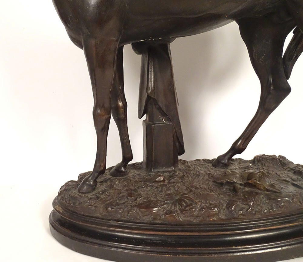 19th Century Terracotta Sculpture Of A Thoroughbred Racing Horse, Animal Stallion-photo-4