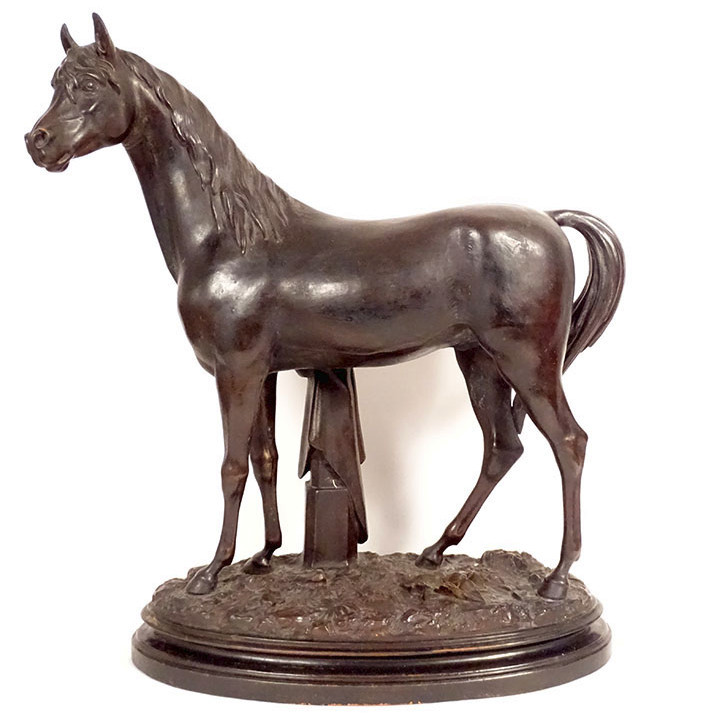 19th Century Terracotta Sculpture Of A Thoroughbred Racing Horse, Animal Stallion
