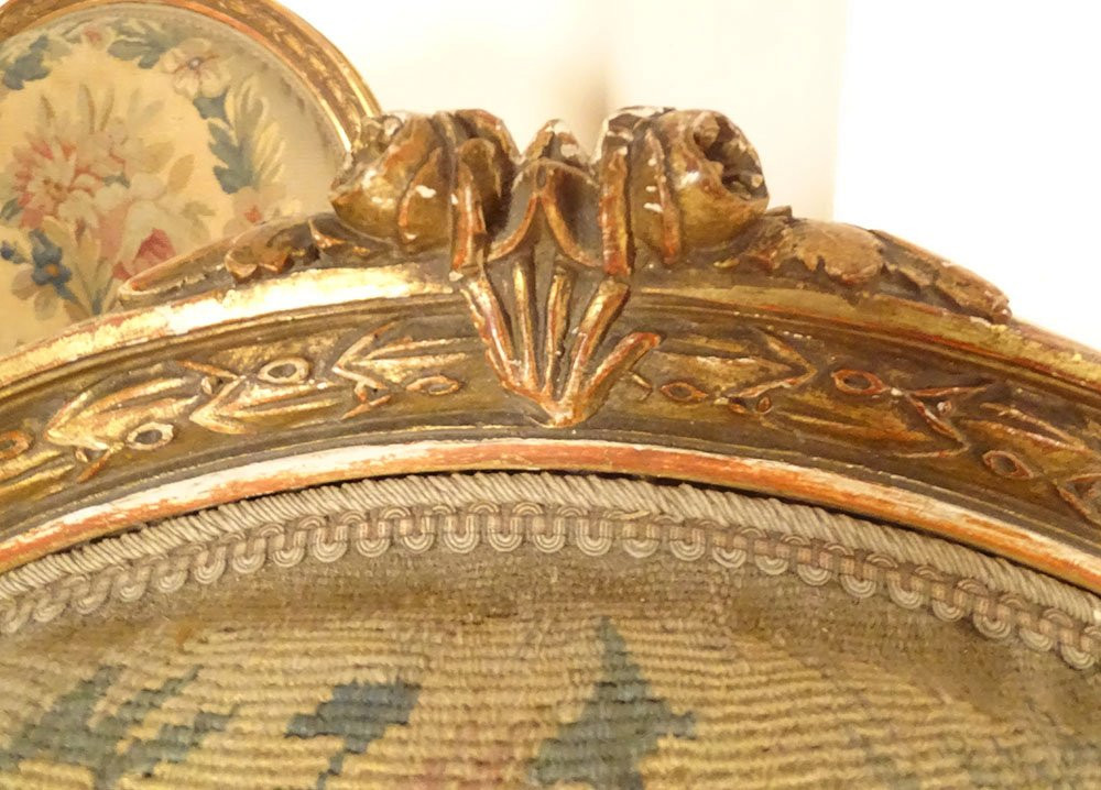 Louis XVI Drawing Room, Armchairs, Sofa, Gilded Wood, Aubusson Tapestry, Napoleon III, 19th Century-photo-3