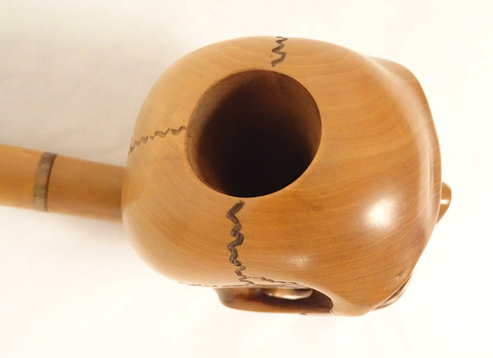 Pipe buis sculpté Vanité crâne Paul Lanier St-Claude collection Guyot XXème-photo-4