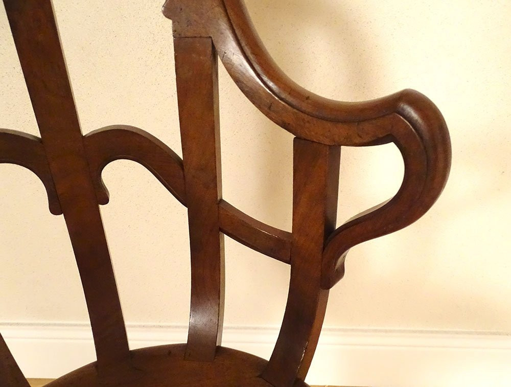 Chaise harpiste chef d'œuvre compagnon noyer sculpté Art Nouveau XIXème-photo-2