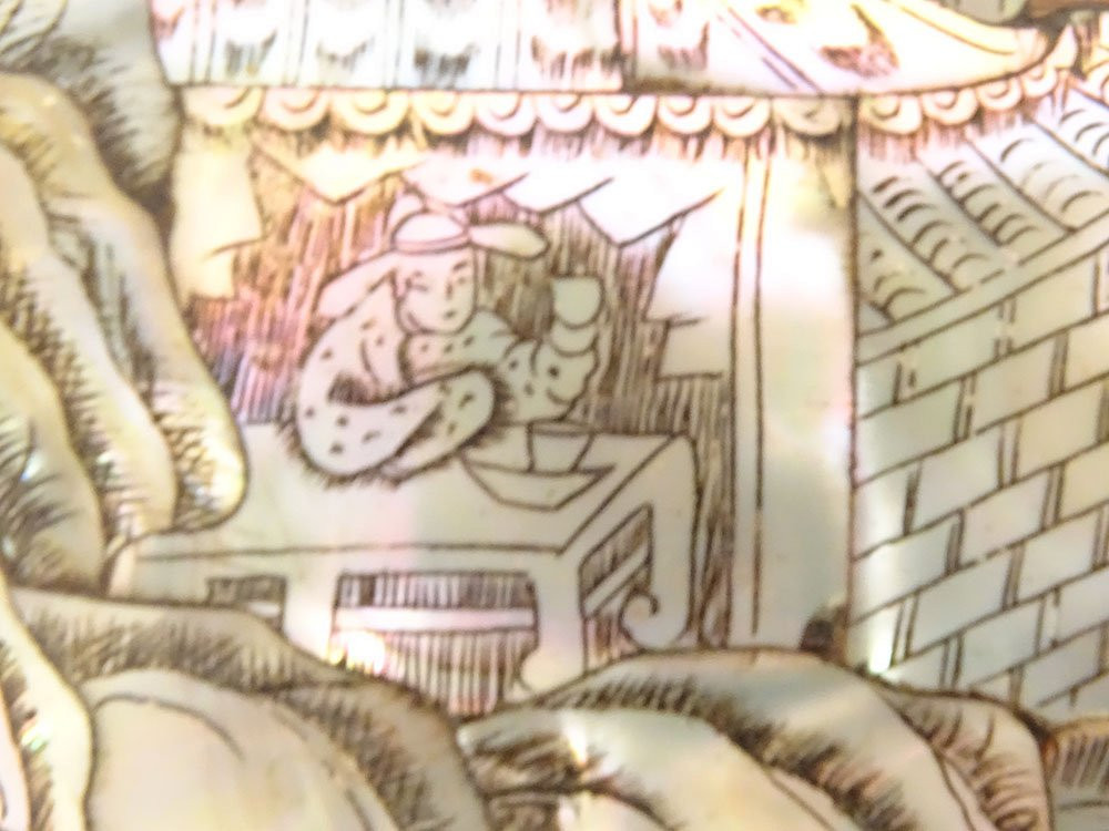 Wooden Panel With Mother-of-pearl Marquetry, Landscape, Pagoda, Figures, Boat, Vietnam, 19th Century-photo-4