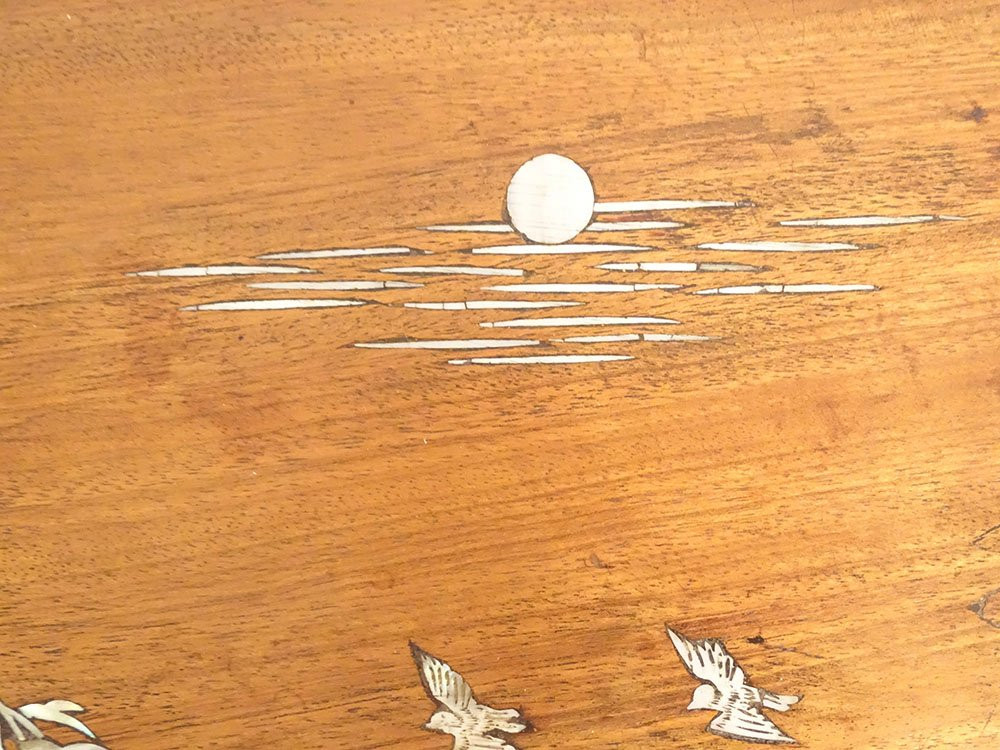 Wooden Panel With Mother-of-pearl Marquetry, Landscape, Pagoda, Figures, Boat, Vietnam, 19th Century-photo-5