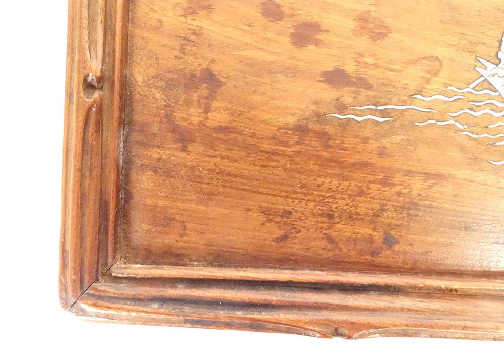 Wooden Panel With Mother-of-pearl Marquetry, Landscape, Pagoda, Figures, Boat, Vietnam, 19th Century-photo-6