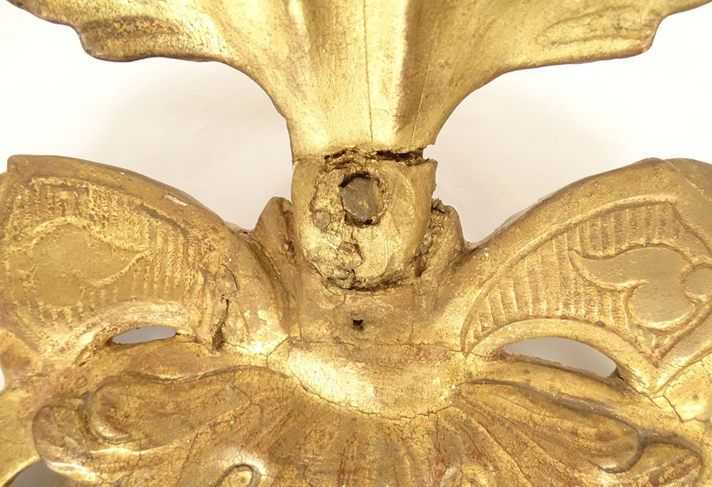 Paire miroirs appliques italiens bois doré bras lumière bougeoir fin XIXème-photo-1