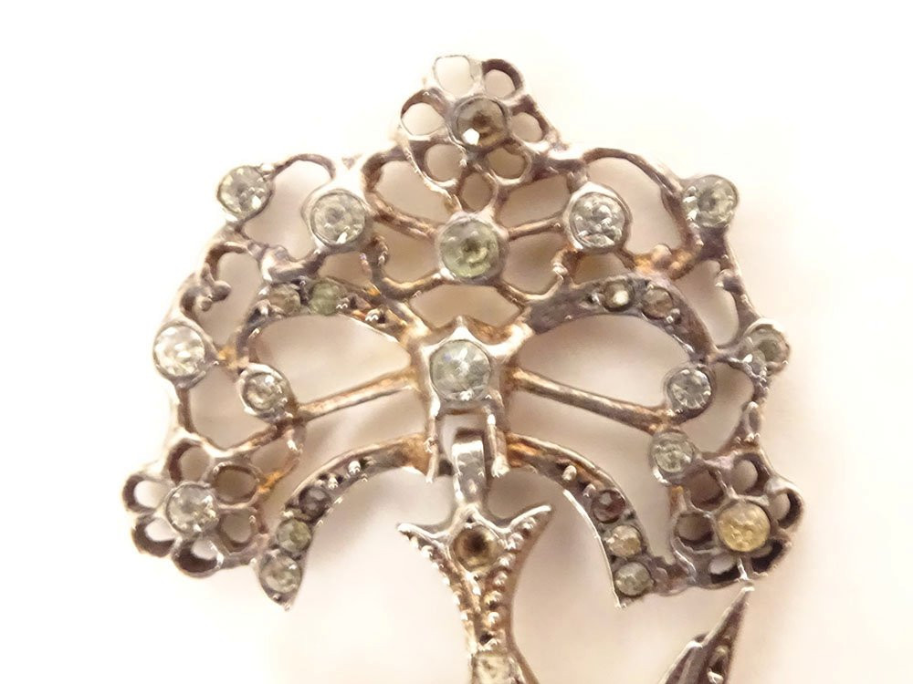 Pendentif Saint-Esprit normand argent massif pierres Rhin colombe noeud 19è-photo-3