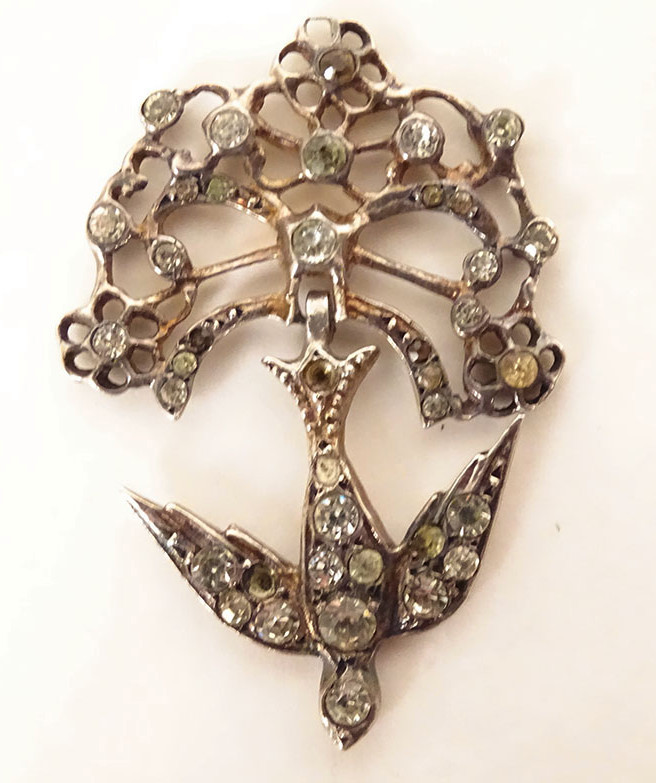 Pendentif Saint-Esprit normand argent massif pierres Rhin colombe noeud 19è