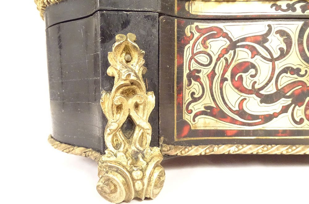 Boîte à gants coffret bijoux marqueterie Boulle laiton Napoléon III XIXème-photo-3