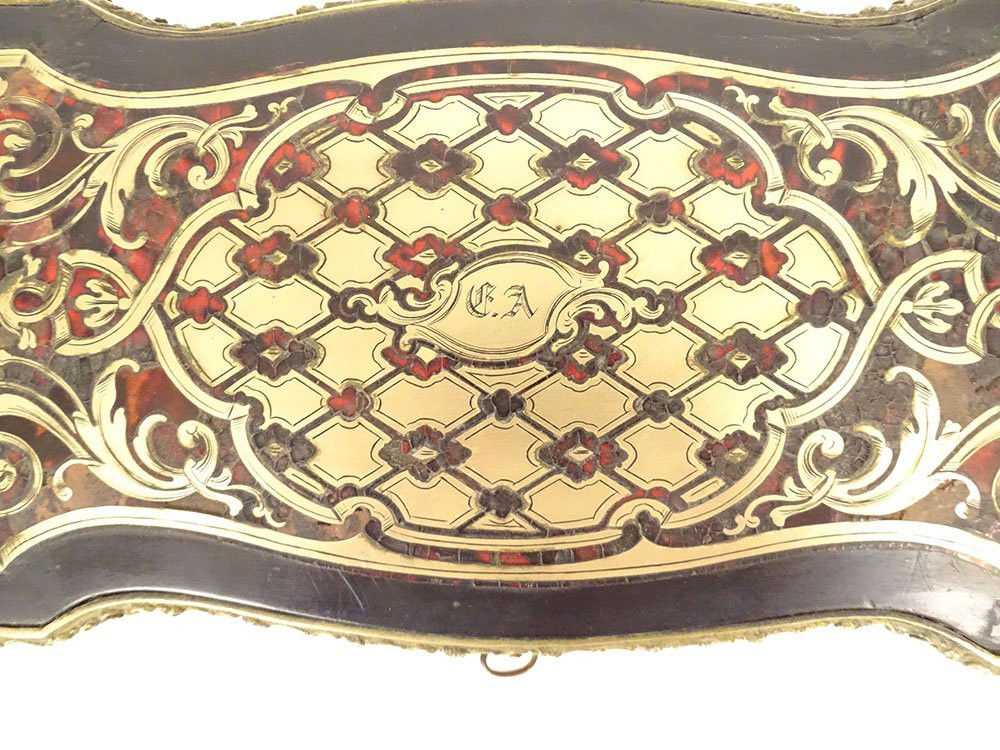 Boîte à gants coffret bijoux marqueterie Boulle laiton Napoléon III XIXème-photo-1