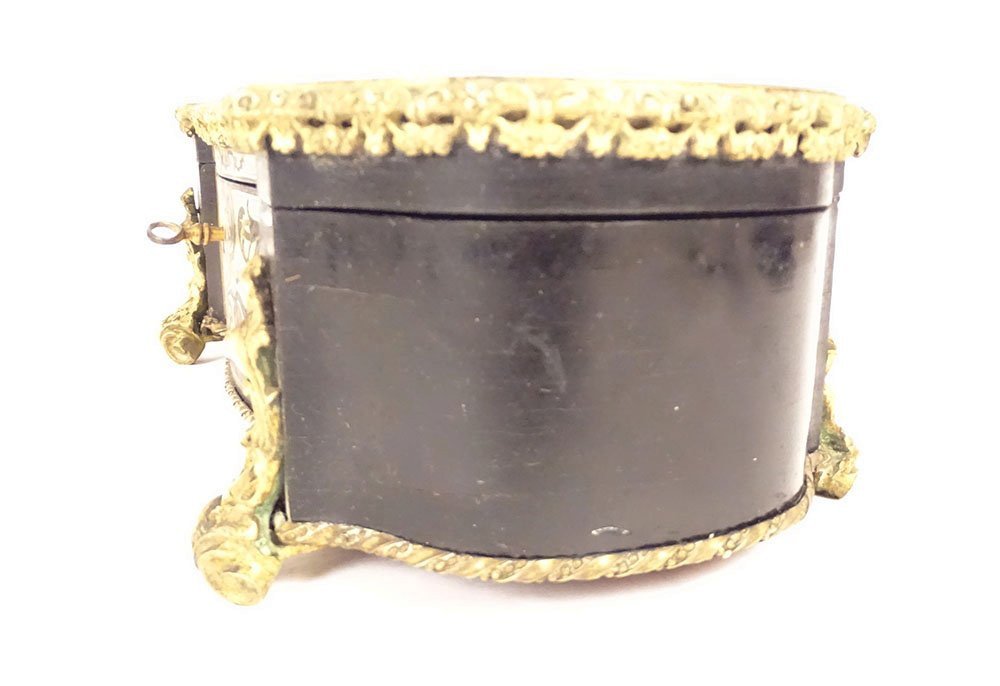 Boîte à gants coffret bijoux marqueterie Boulle laiton Napoléon III XIXème-photo-3