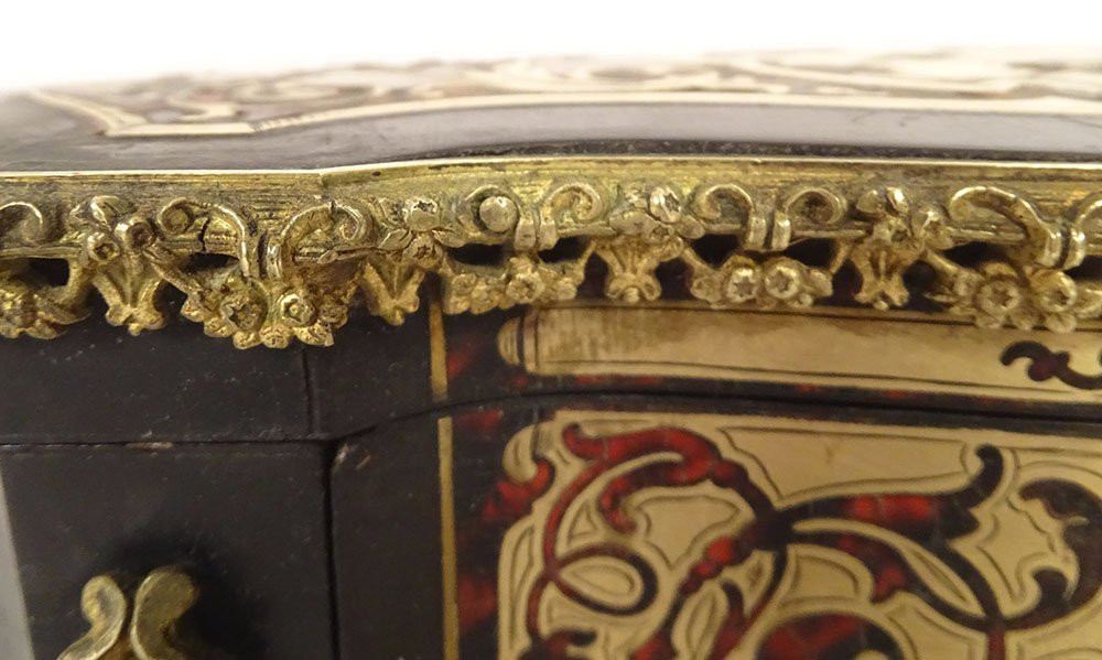 Boîte à gants coffret bijoux marqueterie Boulle laiton Napoléon III XIXème-photo-5
