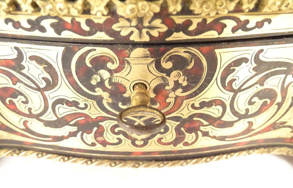 Boîte à gants coffret bijoux marqueterie Boulle laiton Napoléon III XIXème-photo-7